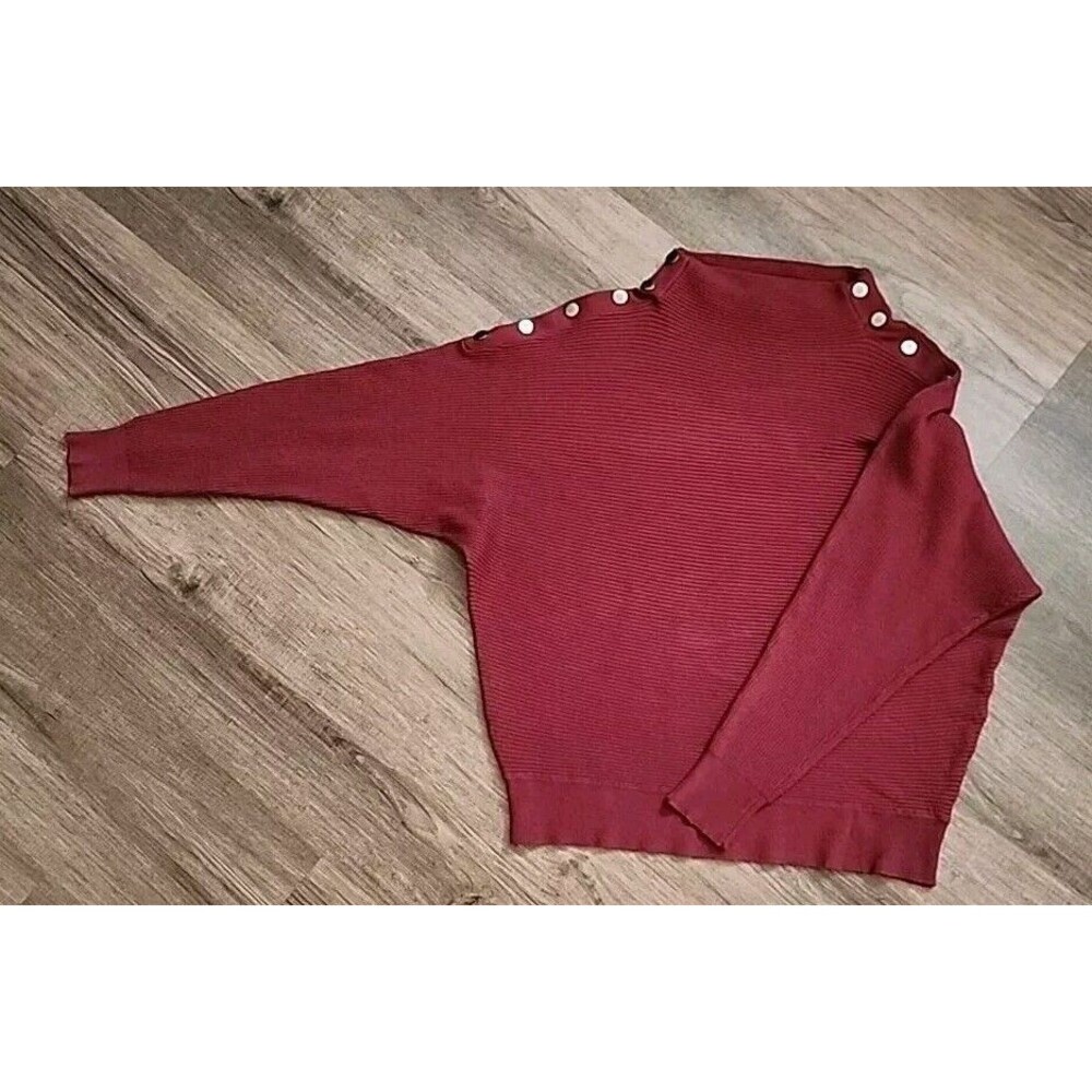 Carmen Marc Valvo Women's Burgandy Long Sleeve Sweater XL Maroon Top